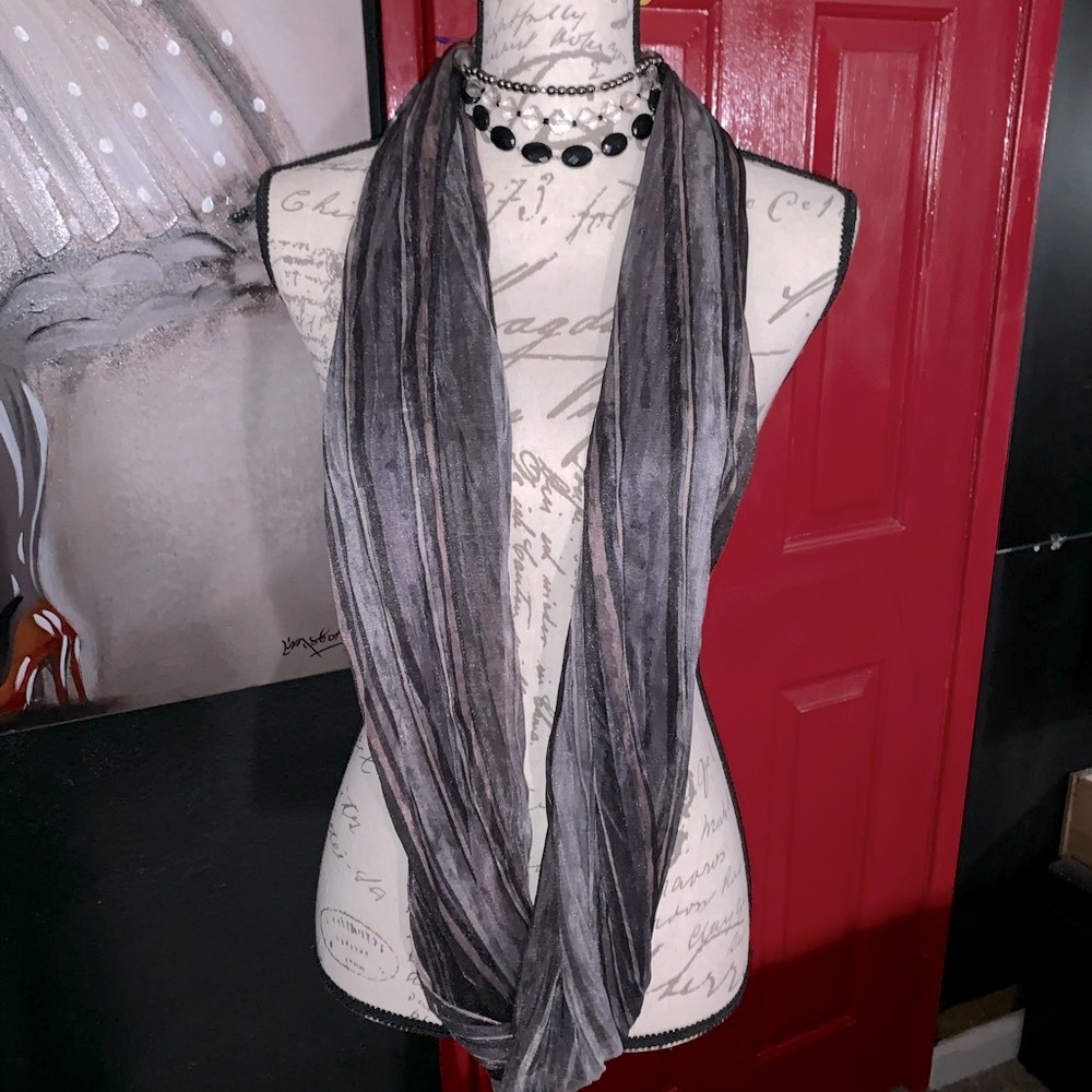 Stunning scarf necklace . A unique “infinity scarf” w/attached beaded necklace